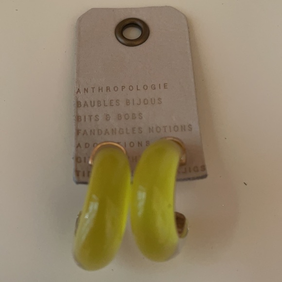 Anthropologie Glass Hoop Earrings in Yellow ! NWT Sold Out on Anthro!! 💖… - Picture 7 of 11